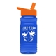 a orange lid & transparent blue bottle 20 oz upcycle rpetbottle flip straw lid