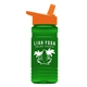 a orange lid & transparent green bottle 20 oz upcycle rpetbottle flip straw lid