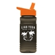 a orange lid & transparent smoke bottle 20 oz upcycle rpetbottle flip straw lid