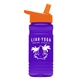 a orange lid & transparent violet bottle 20 oz upcycle rpetbottle flip straw lid