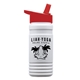 aerial view a red lid & eco white bottle 20 oz upcycle rpetbottle flip straw lid, image 1 of 2