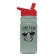 a red lid & glacier blue bottle 20 oz upcycle rpetbottle flip straw lid