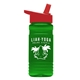 a red lid & transparent green bottle 20 oz upcycle rpetbottle flip straw lid