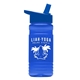 a royal blue lid & transparent blue bottle 20 oz upcycle rpetbottle flip straw lid