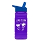 a royal blue lid & transparent violet bottle 20 oz upcycle rpetbottle flip straw lid