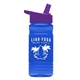 a violet lid & transparent blue bottle 20 oz upcycle rpetbottle flip straw lid