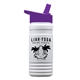 aerial view a violet lid & eco white bottle 20 oz upcycle rpetbottle flip straw lid, image 1 of 2