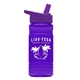 a violet lid & transparent violet bottle 20 oz upcycle rpetbottle flip straw lid