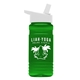 a white lid & transparent green bottle 20 oz upcycle rpetbottle flip straw lid