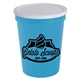 aerial view a white lid & cyan cup 16 oz stadium cup with no - hole cover, image 1 of 2