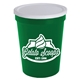 aerial view a white lid & green cup 16 oz stadium cup with no - hole cover, image 1 of 2