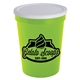 a white lid & lime green cup 16 oz stadium cup with no - hole cover
