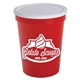 aerial view a white lid & red cup 16 oz stadium cup with no - hole cover, image 1 of 2