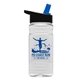 a black-with-blue-spout lid & clear bottle 20 oz clear sports bottle with flip straw lid
