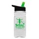 a black-with-green-spout lid & clear bottle 20 oz clear sports bottle with flip straw lid