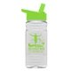 a lime green lid & clear bottle 20 oz clear sports bottle with flip straw lid