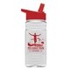 a red lid & clear bottle 20 oz clear sports bottle with flip straw lid