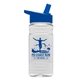 a royal blue lid & clear bottle 20 oz clear sports bottle with flip straw lid