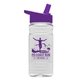 a violet lid & clear bottle 20 oz clear sports bottle with flip straw lid