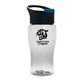 a black with blue flip tab lid & clear bottle poly - pure jr. - 18 oz transparent bottle with pop - up lid