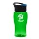 a black with blue flip tab lid & green bottle poly - pure jr. - 18 oz transparent bottle with pop - up lid