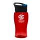 a black with blue flip tab lid & red bottle poly - pure jr. - 18 oz transparent bottle with pop - up lid