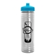 aerial view a cyan lid & clear bottle 24 oz slim fit water bottle with push - pull lid, image 1 of 2