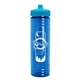 a cyan lid & transparent blue bottle 24 oz slim fit water bottle with push - pull lid