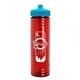 a cyan lid & transparent red bottle 24 oz slim fit water bottle with push - pull lid