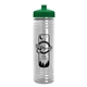 aerial view a green lid & clear bottle 24 oz slim fit water bottle with push - pull lid, image 1 of 2