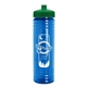 a green lid & transparent blue bottle 24 oz slim fit water bottle with push - pull lid