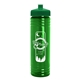 aerial view a green lid & transparent green bottle 24 oz slim fit water bottle with push - pull lid, image 1 of 2