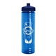 a navy blue lid & transparent blue bottle 24 oz slim fit water bottle with push - pull lid