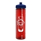 a navy blue lid & transparent red bottle 24 oz slim fit water bottle with push - pull lid
