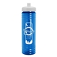 aerial view a white lid & transparent blue bottle 24 oz slim fit water bottle with push - pull lid, image 1 of 2
