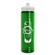 aerial view a white lid & transparent green bottle 24 oz slim fit water bottle with push - pull lid, image 1 of 2