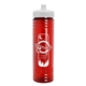 aerial view a white lid & transparent red bottle 24 oz slim fit water bottle with push - pull lid, image 1 of 2