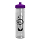 aerial view a violet lid & clear bottle 24 oz slim fit water bottle with push - pull lid, image 1 of 2