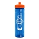 a orange lid & transparent blue bottle 24 oz slim fit water bottle with push - pull lid