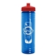 a red lid & transparent blue bottle 24 oz slim fit water bottle with push - pull lid