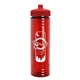 aerial view a red lid & transparent red bottle 24 oz slim fit water bottle with push - pull lid, image 1 of 2