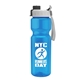 a gray with black cap lid & blue bottle champion - 28 oz transparent bottle with quick snap lid