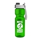 a gray with black cap lid & green bottle champion - 28 oz transparent bottle with quick snap lid