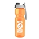 a gray with black cap lid & orange bottle champion - 28 oz transparent bottle with quick snap lid