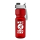 a gray with black cap lid & red bottle champion - 28 oz transparent bottle with quick snap lid