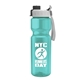 a gray with black cap lid & teal bottle champion - 28 oz transparent bottle with quick snap lid