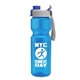 a gray with blue cap lid & blue bottle champion - 28 oz transparent bottle with quick snap lid