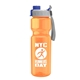 a gray with blue cap lid & orange bottle champion - 28 oz transparent bottle with quick snap lid