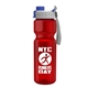 a gray with blue cap lid & red bottle champion - 28 oz transparent bottle with quick snap lid