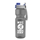 a gray with blue cap lid & smoke bottle champion - 28 oz transparent bottle with quick snap lid